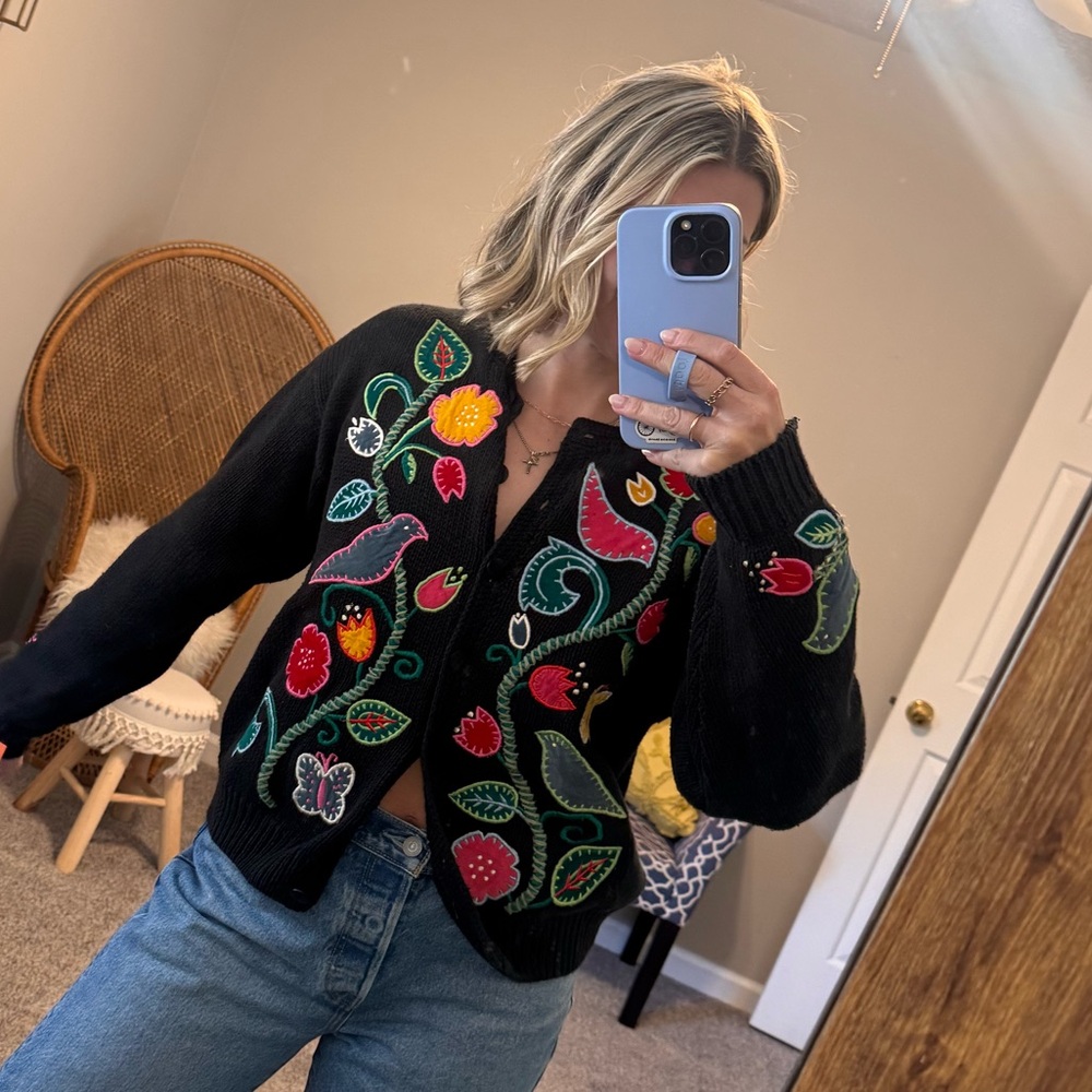 Vintage Orvis Black Knit Cardigan - Women’s Medium